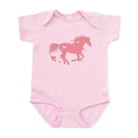 

CafePress - Pink Galloping Heart Horse Body Suit - Baby Light Bodysuit Size Newborn - 24 Months