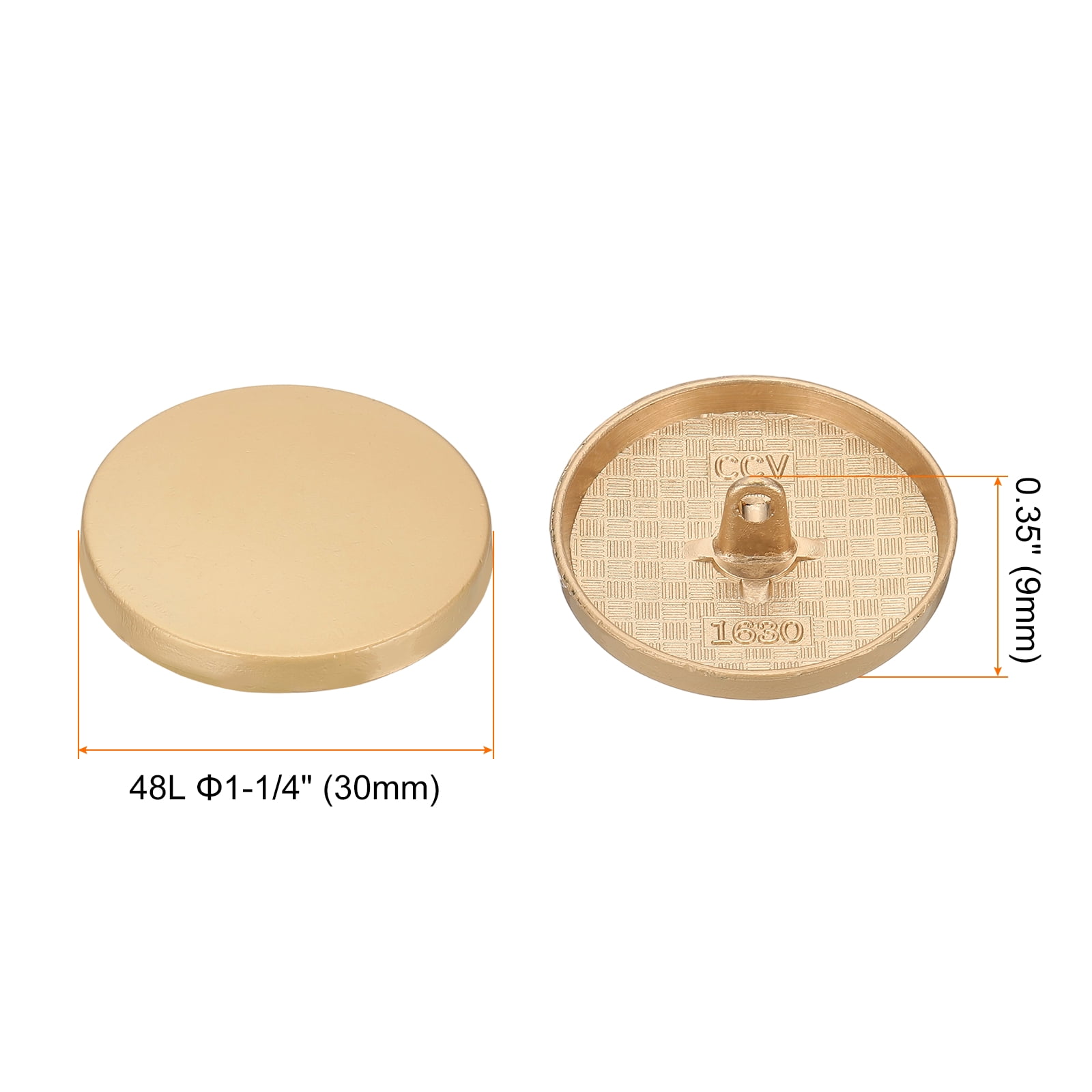 50pcs 48L Metal Round Flat Sewing Buttons 30mm Alloy Shank Craft Replacement Button for Men Women Suit Woolen Coat Shirt Trousers Sewing Crafts, Matt Gold