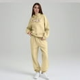 thumbnail image 4 of WTOBBY Women's Printed Hooded Sweatshirt and Sweatpants Set, Halloween Themed Graphic Lounge Wear Two Piece Outfit for Seasonal Party,Beige L, 4 of 5