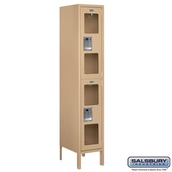 Salsbury S-62155TN-A 1 x 5 x 15 in. Double Tier See Through Metal Locker, Tan - Assembled