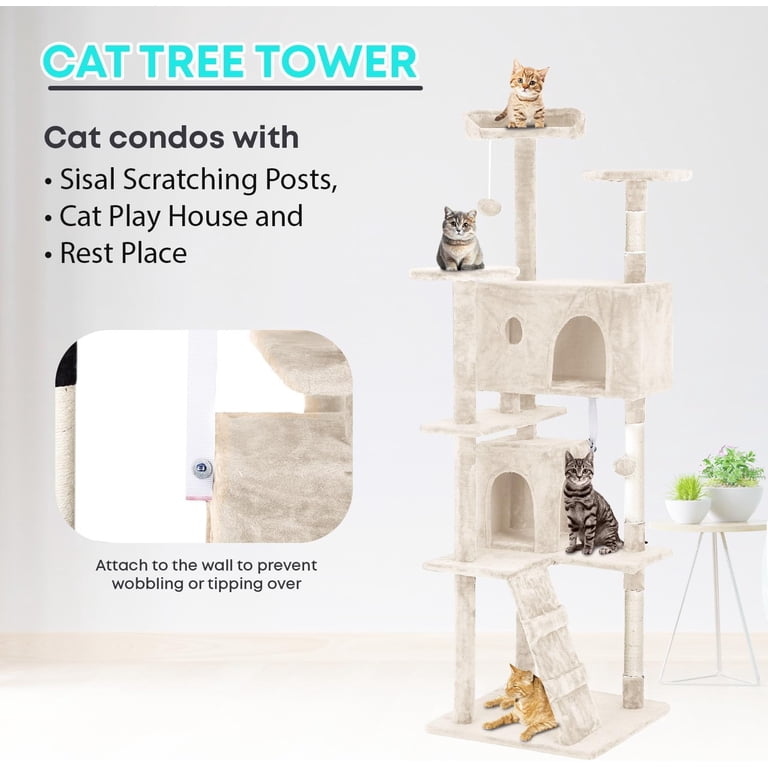 FDW 70-Inch Multi-Level Cat Tree, Beige, Activity Center photo 6