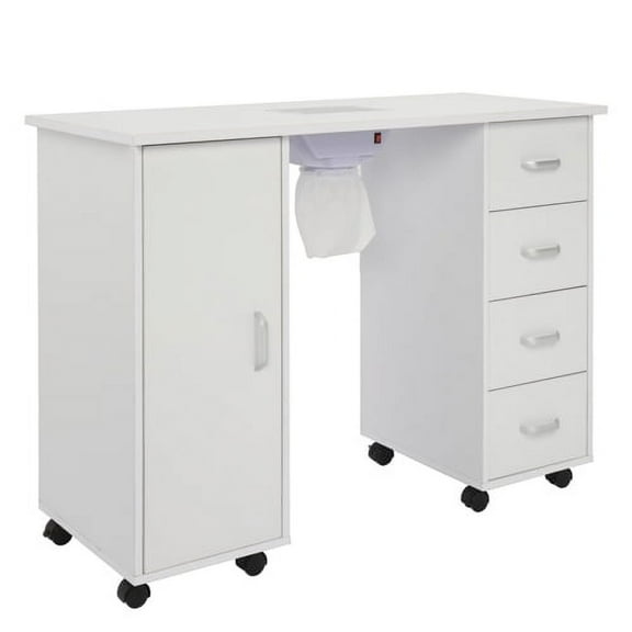 EasingRoom 4 Removable Drawers Professional Nail Table with Fan,White