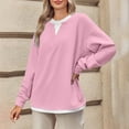 thumbnail image 3 of Penkiiy Chandail en Molleton à Col Rond à Blocs de Couleur pour Femmes, Manches Longues, Pull Décontracté, Vêtements Y2K 2TG Rose, 3 of 8