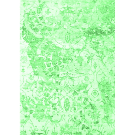 Ahgly Company Indoor Rectangle Abstract Emerald Green Contemporary Area Rugs, 7' x 10'