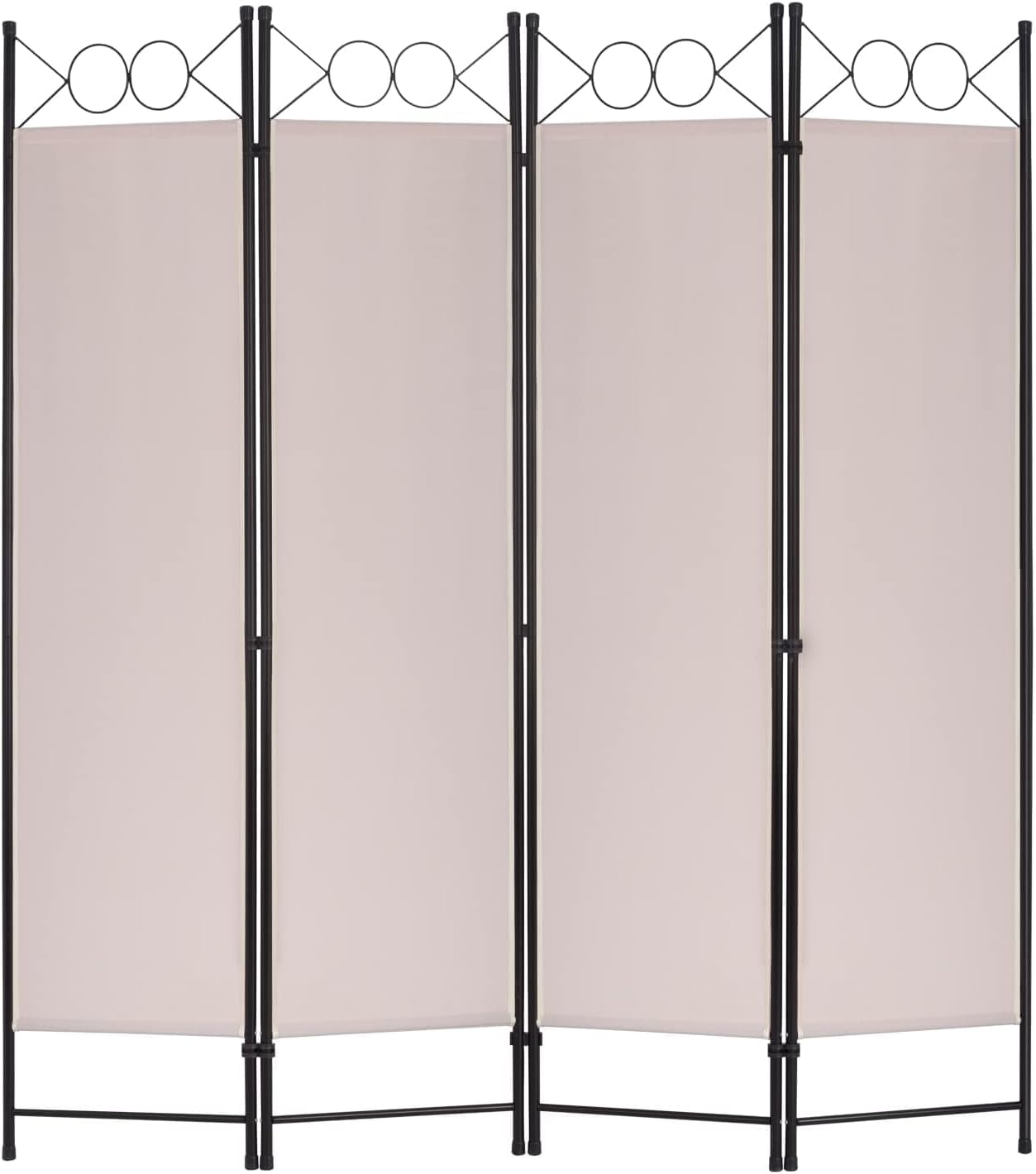 YRLLENSDAN 4 Panel Room Divider 6FT Steel Frame Screen Folding Privacy Divider Freestanding Partition for Home Office Bedroom (Tan)