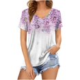 thumbnail image 1 of Blusa de manga corta con cuello en V informal para mujer a la moda, camisetas de verano Pompotops  hkajfhjk471694, 1 of 5