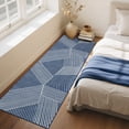 thumbnail image 3 of Assaile 2 x 6 ft Polyester Pearl Velvet Blue Rectangular Hallway Bathroom Entryway Kitchen Office Foldable Charming Lines Printed Modern Washable Area Rug, 3 of 6