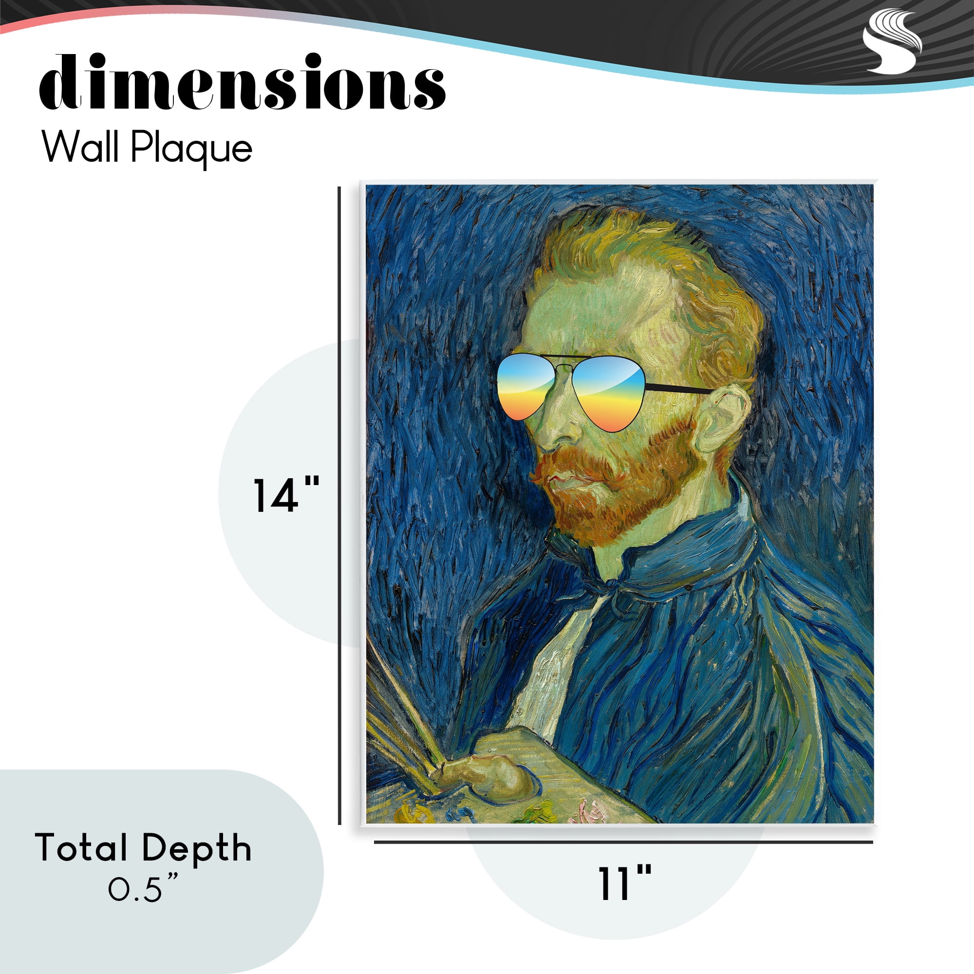 Funny Van Gogh Sunglasses Wall Plaque Art, design by Masters Redux