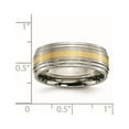 thumbnail image 6 of Chisel Titanium Brushed Center with 14k Gold Inlay 8mm Ridged Edge Band, 6 of 7