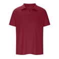 thumbnail image 3 of DDAPJ pyju Business Casual Polos for Men Short Sleeve Ribbed Knit Golf Shirt Loose Fit Lapel V Neck Tee Tops Rebajas del día Wine L, 3 of 8