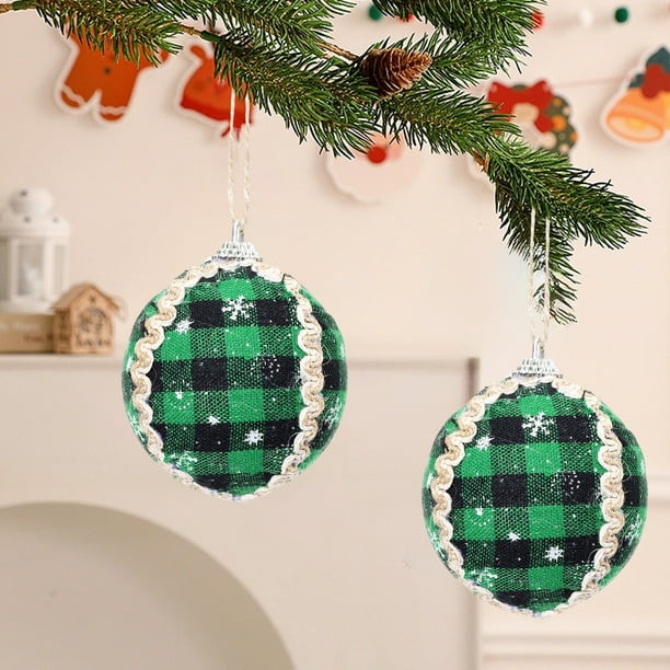 Bola de tela para decoración navideña, hecha a mano, envuelta en tela, a cuadros, decorativa, para árbol de Navidad, Halloween, otoño, decoración del hogar, adornos navideños