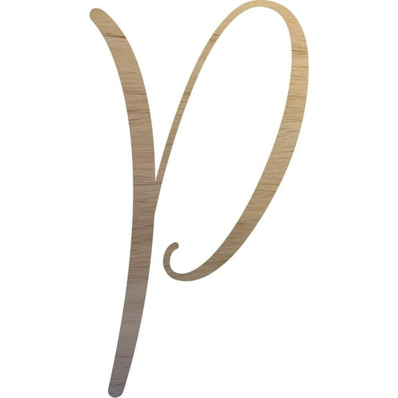 Script Wooden Letter Craft, Unpainted 15'' tall Wood Letter P, Paintable Rebeca