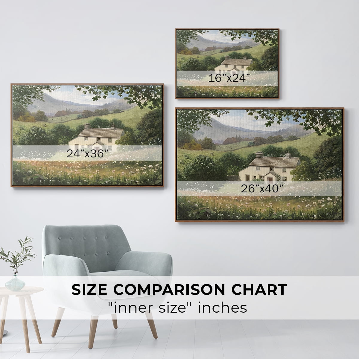 Vintage Landscape-CCXLVIII By Wexford Home Framed in Walnut Wood Gallery Wrapped Canvas 25 in. x 37 in.