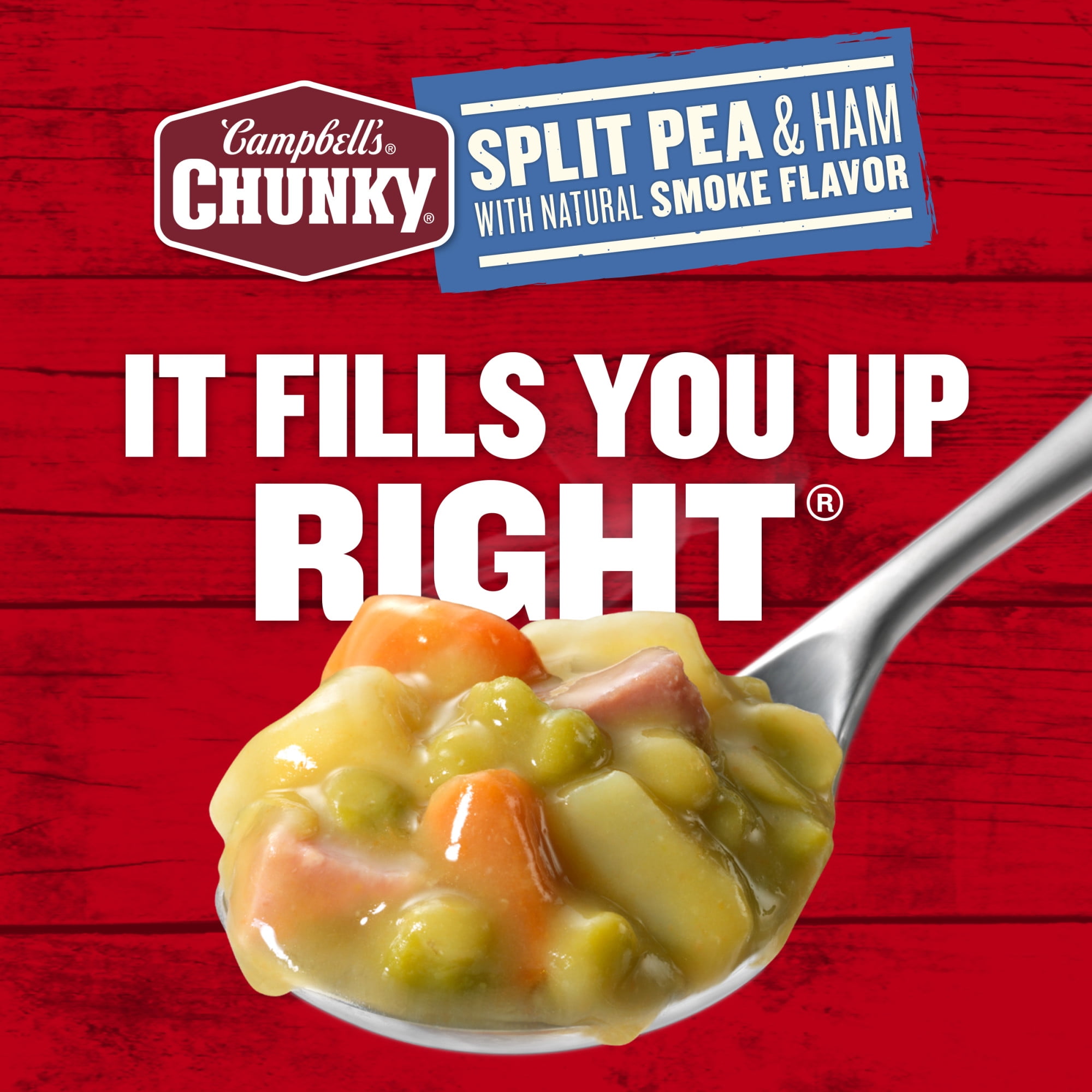 (12 pack) Campbell’s Chunky Soup, Ready to Serve Split Pea Soup with Ham, 19 oz Can