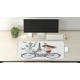 thumbnail image 2 of Eiffel Tower Computer Mouse Pad, Illustration of a Woman on Alexander III Bridge in Paris Riding a Bike, Rectangle Non-Slip Rubber Mousepad Large, 31" x 12" Gaming Size, Grey Red Peach, by Ambesonne, 2 of 2