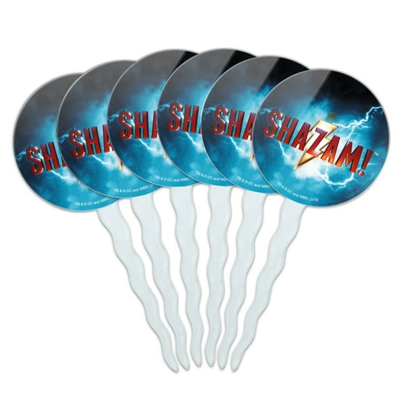 Shazam! Movie Logo Cupcake Picks Toppers Decoration Set of 6