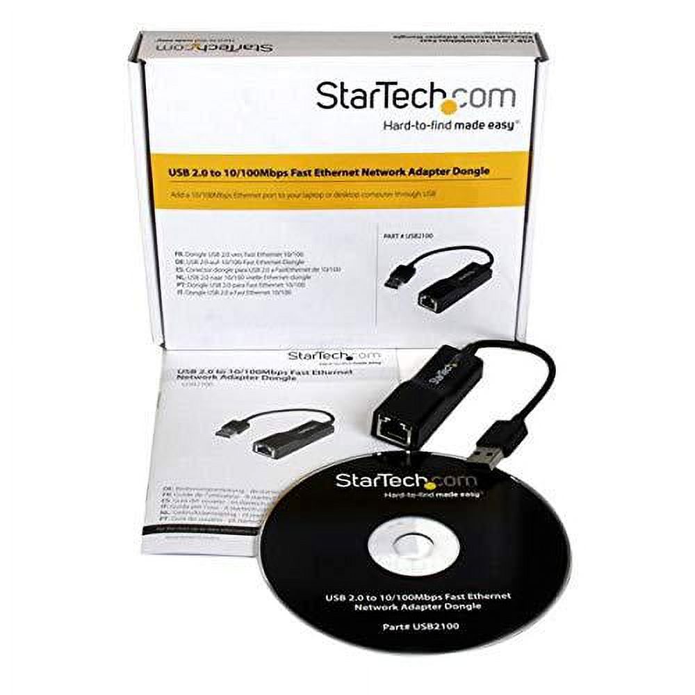 StarTech.com USB 2.0 to 10/100 Mbps Ethernet Network Adapter Dongle - USB Network Adapter - USB 2.0 Fast Ethernet Adapter - USB NIC (USB2100), Black - image 3 of 3