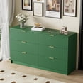 thumbnail image 6 of Green Dresser for Bedroom, Modern Dresser with 6 Drawers and Smooth Slides, Wide Chest of Drawers with Golden Handles for Bedroom, Living Room, Closet, 15.7" D x 55.1" W x 31.4" H, 6 of 13