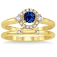 thumbnail image 2 of 1.25 Carat Sapphire and Diamond Elegant Flower Halo Bridal Set on 10k Yellow Gold, 2 of 2