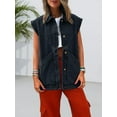 thumbnail image 2 of Womens Oversized Sleeveless Denim Vest Classic Button Down Jean Vest Casual Utility Lapel Jean Jacket, 2 of 5