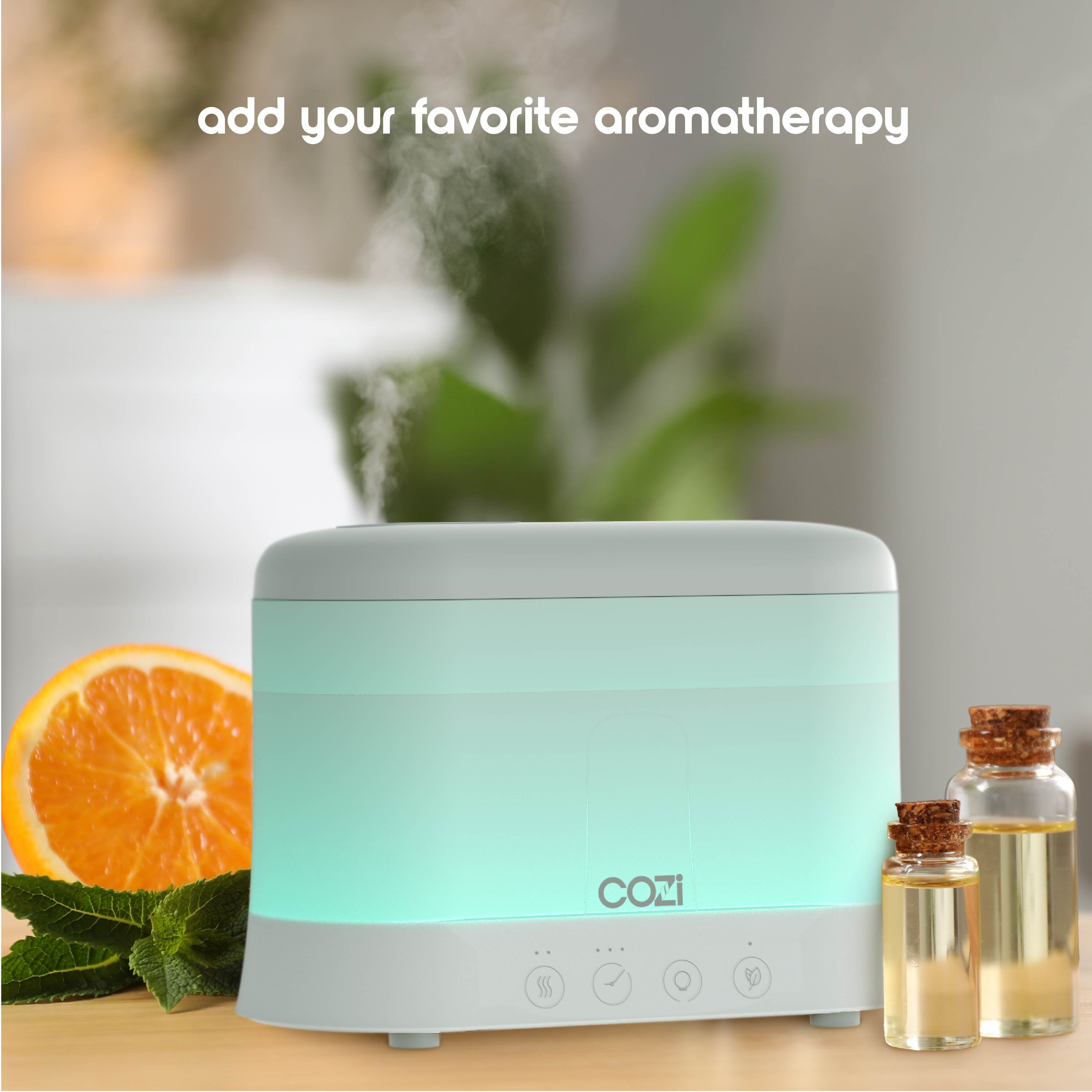 Cozi by Tzumi Cool Mist Humidifier and Aroma Diffuser with LED Lights, Room Humidifier for Bedroom and Home Office