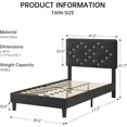 thumbnail image 2 of Twin Size Bed Frame with Headboard, Upholstered Platform Bed Frames with Crystal Diamond Tufted, Easy Assembly, Wooden Slats Support, No Box Spring Needed, Black, 2 of 6