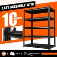 thumbnail image 4 of 40"W*18"D Adjustable Metal Bookshelf, 5-Tier Heavy Duty Sturdy Steel Shelves, Utility Metal Shelving for Bedroom,Living Room,Office,Garage,Warehouse,Basement,Black, 4 of 8