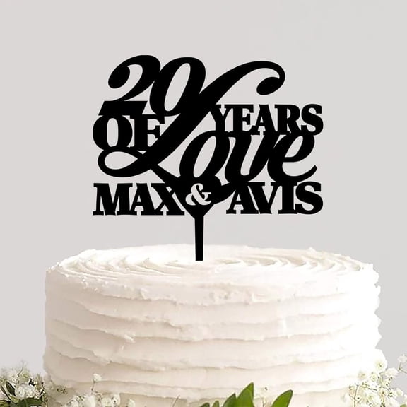 Acrylic Cake Topper Personalized Colors Happy 20th Anniversary Reusable Pastries Cake And Cupcake Topper Cake Ornaments for Anniversary Celebration Ceremony Party Decorations