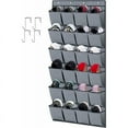 thumbnail image 1 of Zapatero colgante para puerta con 24 bolsillos, organizador de zapatos plegable con ganchos, color gris lino., 1 of 5
