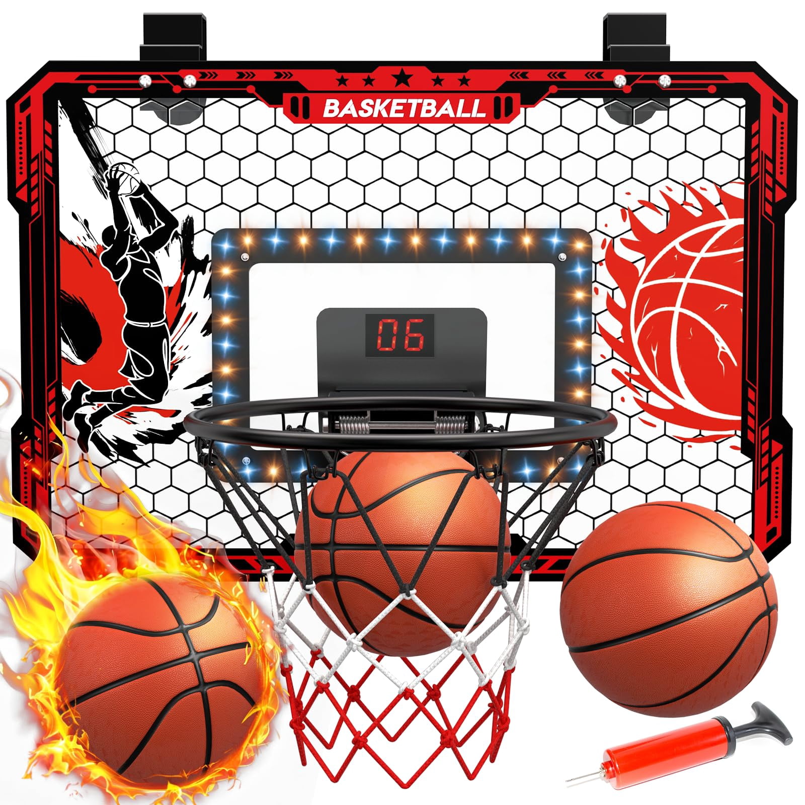 QDRAGON Mini Basketball Hoop with Electronic Scorer, Indoor