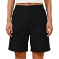 thumbnail image 2 of Livrdious Women's 9" Chino Bermuda Shorts Casual Summer Relaxed Fit Cargo Shorts for Women with Elastic Back Waist, 2 of 7