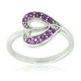 thumbnail image 2 of Sterling Silver Amethyst Color Cubic Zirconia Heart Leaf Promise Ring, 2 of 4