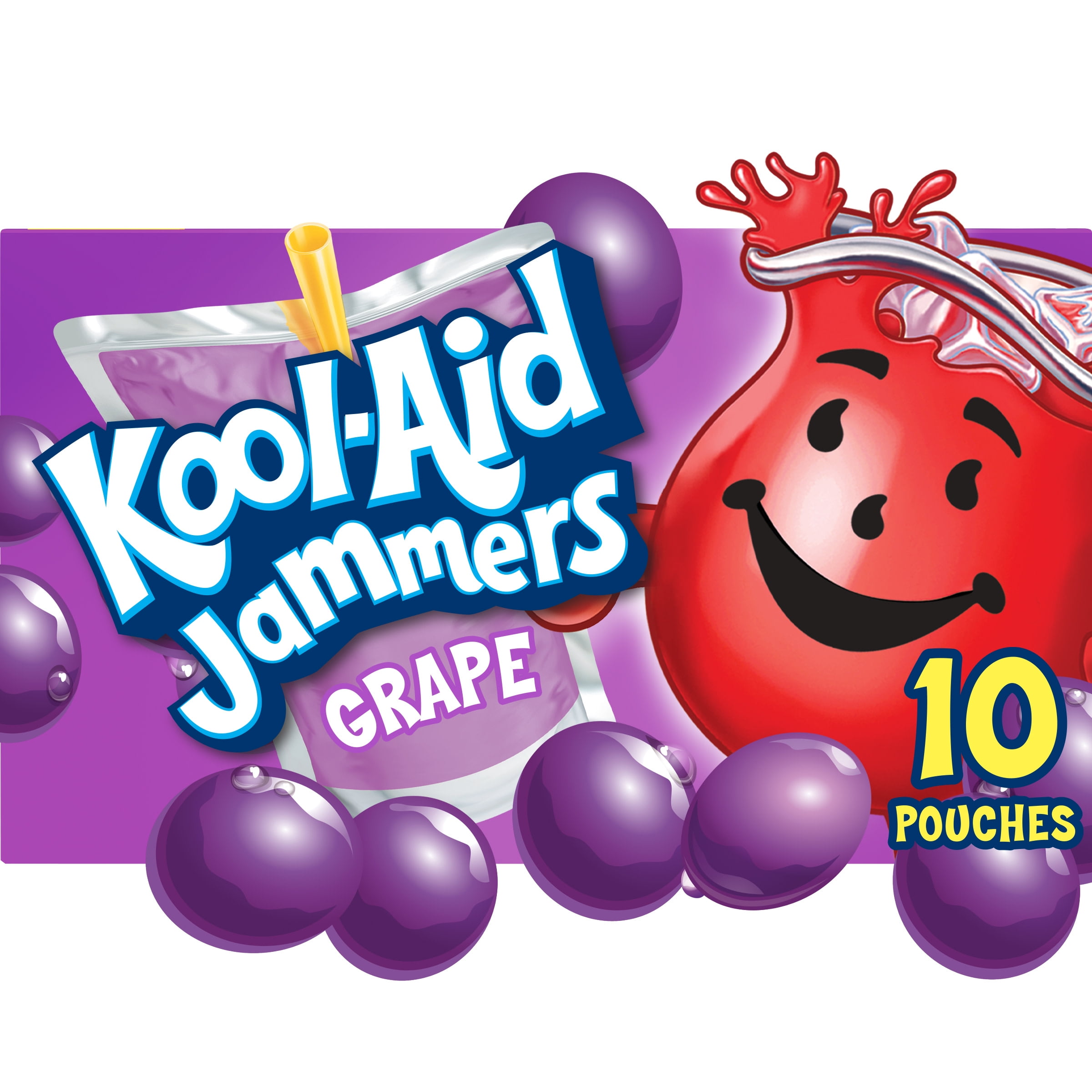Kool Aid Jammers Grape Kids Drink 0% Juice Box Pouches, 10 Ct Box, 6 fl oz Pouches