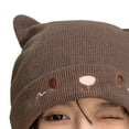 thumbnail image 7 of Yirtree Women Men Girls Boys Teens Cute Cat Ear Knit Cable Rib Hat Cap Beanie Slouchy Soft Cold Resistant Cozy Autumn Winter Women Beanie Cap for Outdoor, 7 of 7