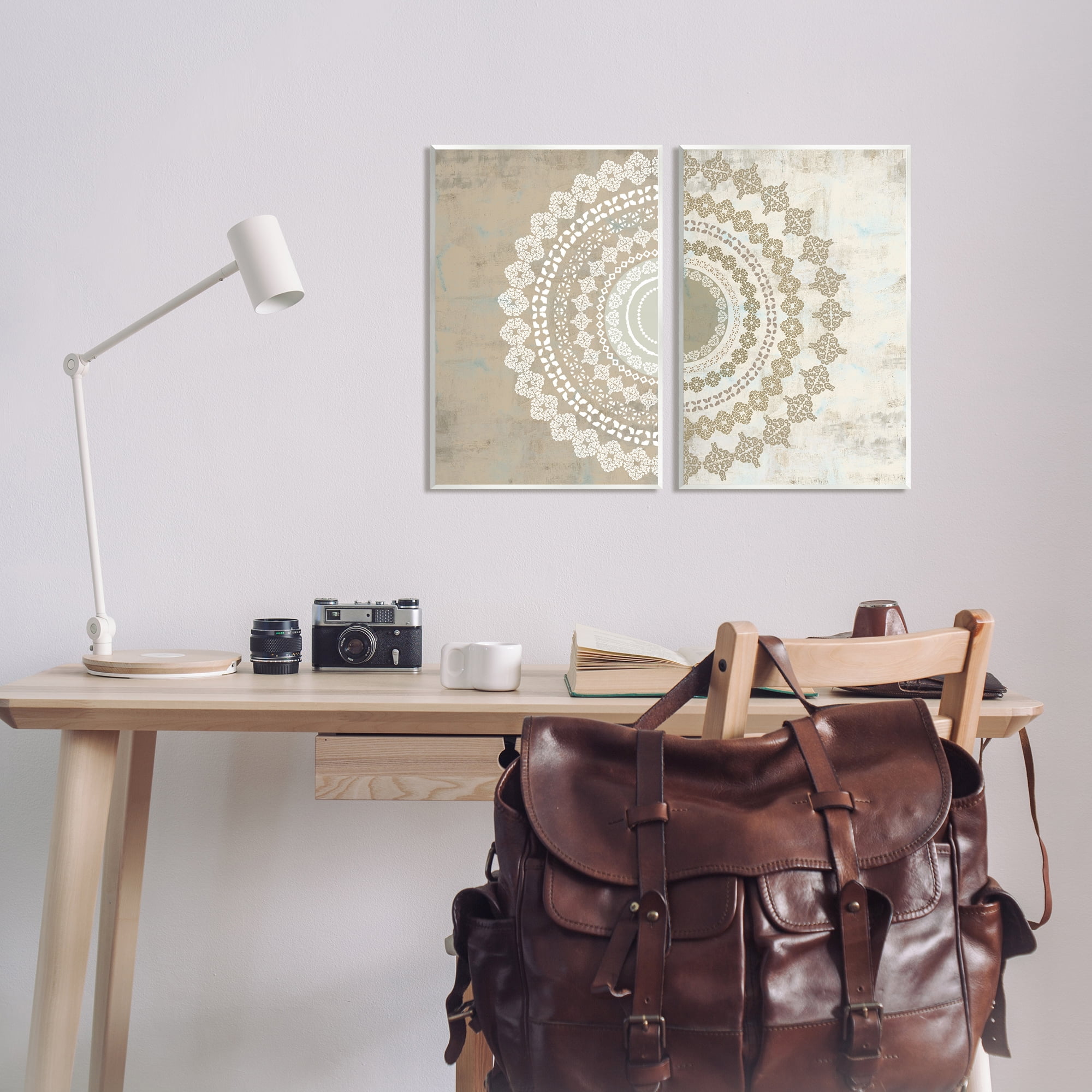 Stupell Rustic Mandala Boho Pattern Abstract Painting Wall Plaque Unframed Art Print Wall Art, Set of 2