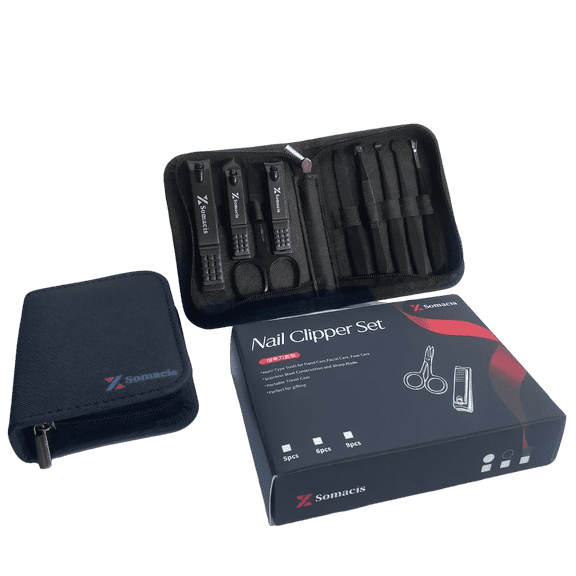 9-in-1 Professional Grooming Kit Finger and Toe Nail Clippers Kit Professional Manicure Pedicure Kit With Travel bag Nail Grooming Kit Perfect DIY Present for Men Husband Boyfriend family