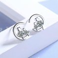 thumbnail image 6 of EOEMY Solid 925 Sterling Silver Cute Cushion Cut Crystal Cat Couple Stud Earrings Gift, 6 of 9