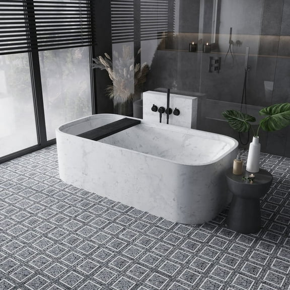 Stellare 12 x 12 in. Honed Light Gray and White Terrazzo Marble Mosaic Wall and Floor Tile (5 sq ft/case) - 5 Pack