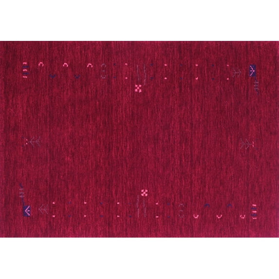Ahgly Company Indoor Rectangle Abstract Pink Contemporary Area Rugs, 7' x 10'