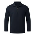 thumbnail image 4 of WILLBEST Mens Casual Solid Color Zipper Lapel Long Sleeved Shirt Top, 4 of 8