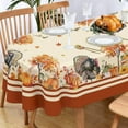 thumbnail image 3 of Oval Thanksgiving Tablecloth 60x84In,Thanksgiving Autumn Harvest Pumpkin Sunflower Turkey Table Cloth,Polyester Waterproof Wrinkle Resistant Durable Tablecloth for Fall,Thanksgiving,Home Decor, 3 of 4