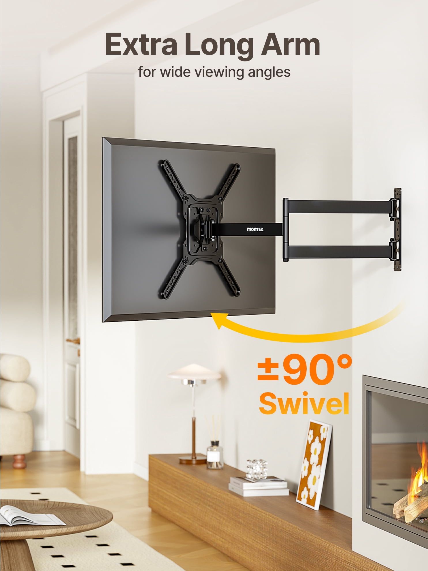 monTEK Extra Long Extension TV Wall Mount Bracket, 29" Long Arm for 23–65" TVs, VESA 400x400mm, 77 lbs Capacity