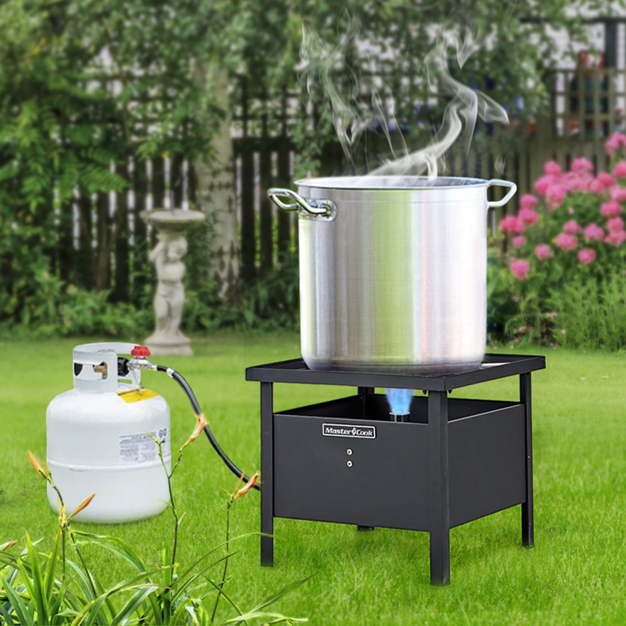 MASTER COOK Portable Propane Gas Burner, Outdoor Cooking Boiler for Camping, Frying and Boiling, 18.9 * 18.9 * 16.9 inches