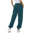 thumbnail image 4 of JJHGVB Joggers for Women Petite Pants Bottom Sweatpants Women's Casual High Waisted Pockets Joggers Sport Workout Active Baggy Pants Drawstring Pants Women Womens Sweatpants Green 1 L, 4 of 7