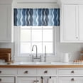 thumbnail image 3 of Abstract Blue Moire Valance Curtains for Kitchen/Living Room/Bathroom/Bedroom Window,Rod Pocket Small Topper Half Short Window Curtains Sheer Scarf,Gradient Coastal Ocean Geometric Waves 42"x12", 3 of 8