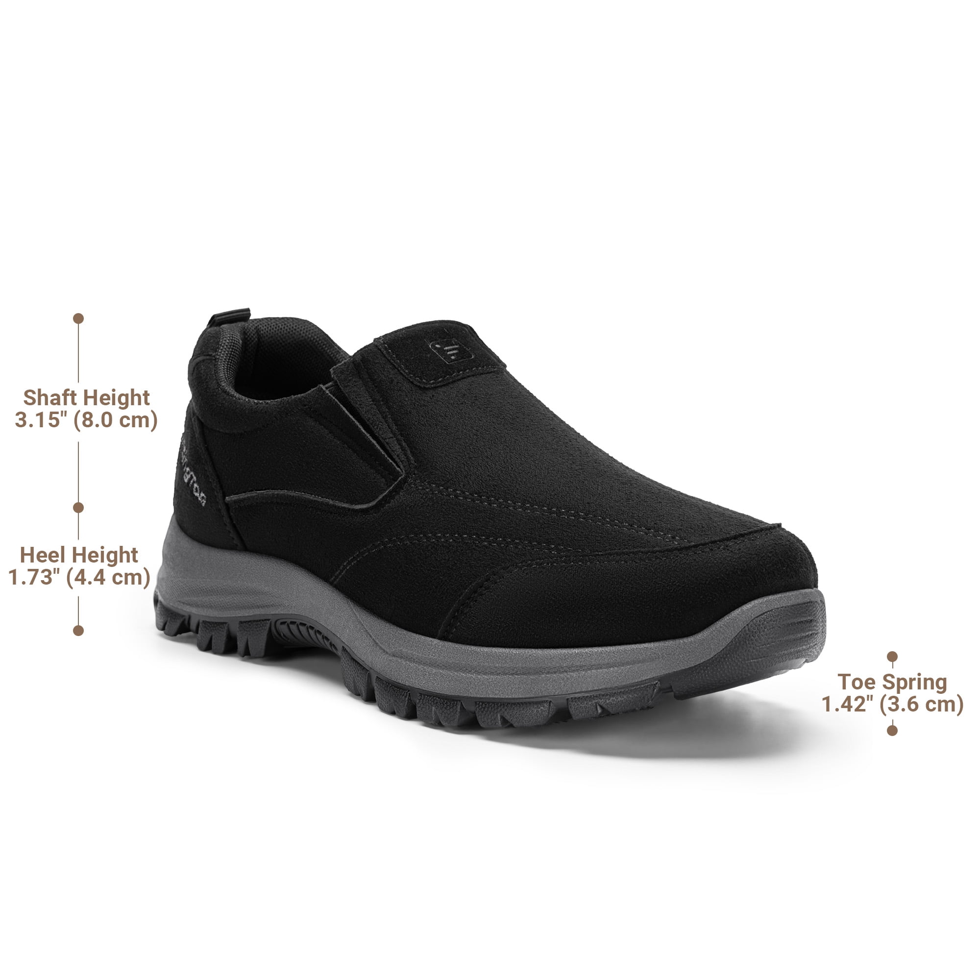 Fittington Mens Slip on Hiking Shoes Men's Walking Shoes Outdoor Trekking Loafer, Black