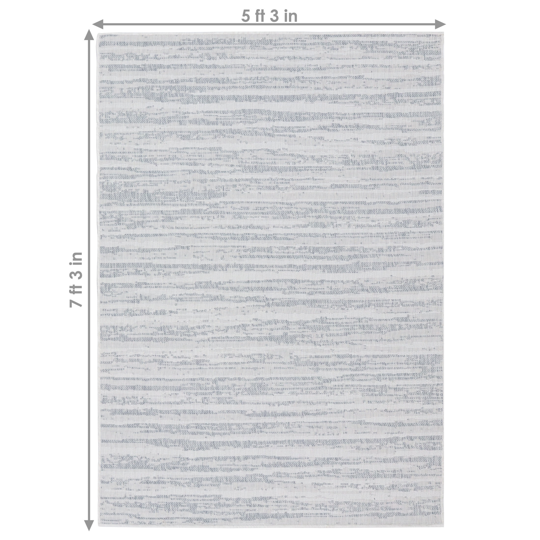 Sunnydaze Artistic Storms Modern Flat Weave Gray Abstract Stripes Outdoor Area Rug, 5' x 7'