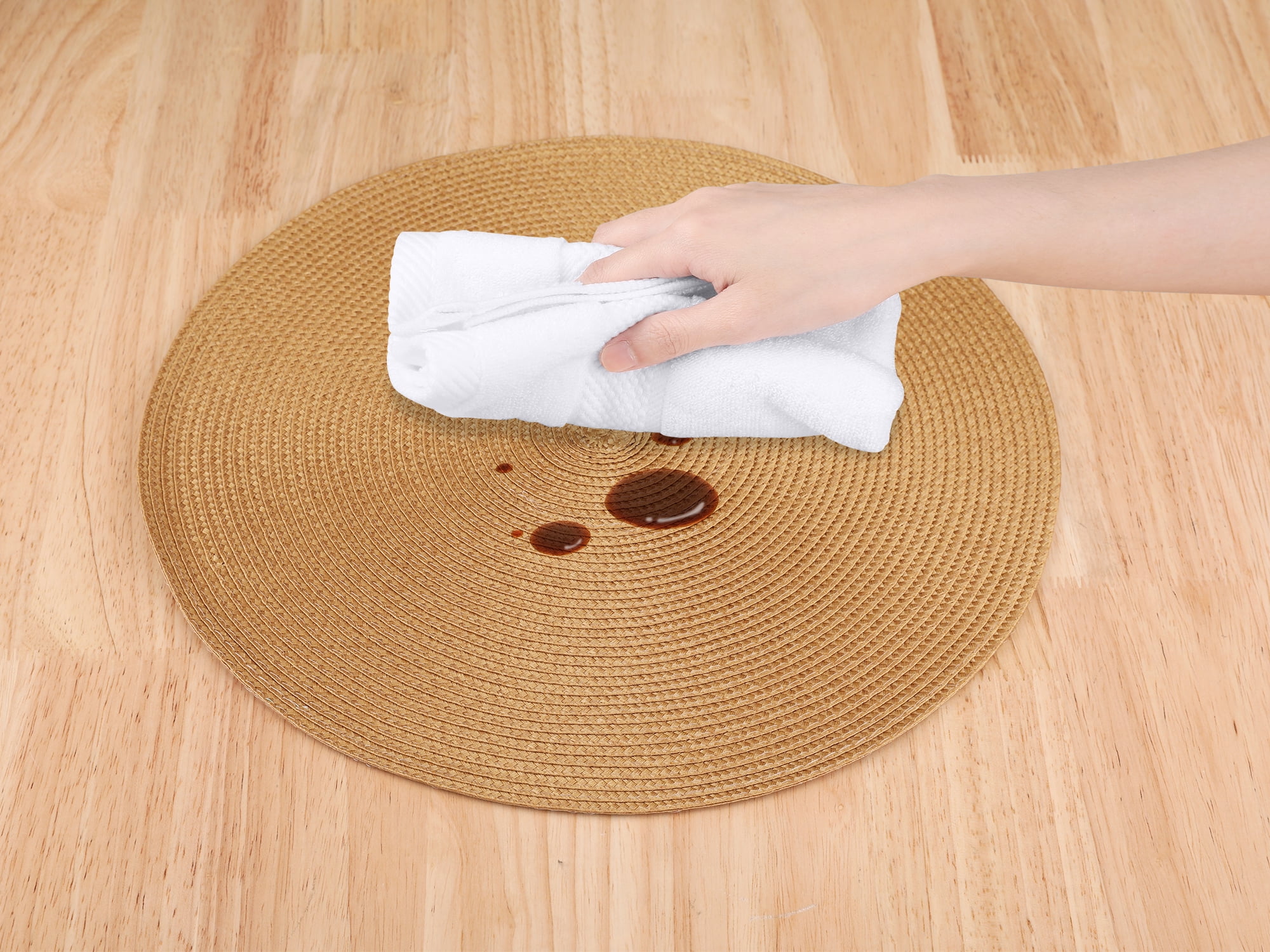 Unique Bargains Rustic Placemats Set of 6 Woven Placemats Gold
