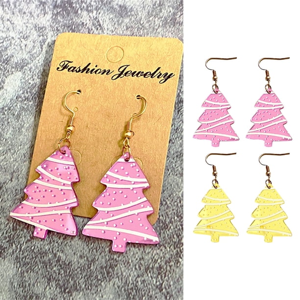 XWSHYW Pendientes Pendientes de Navidad para Mujer Pendientes de Navidad Pendientes de Vacaciones Decoración de Árbol de Navidad de Acrílico Joyería de Navidad