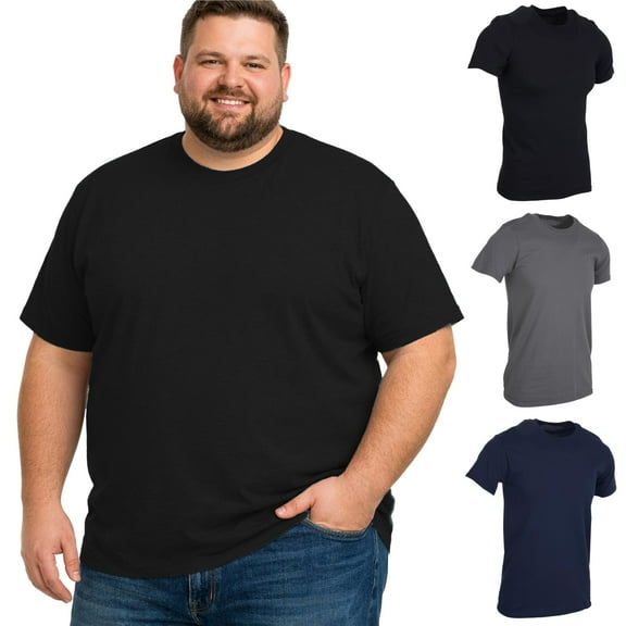 BILLIONHATS 3 Pack of Mens Plus Size Tees Sizes Big & Tall Cotton Tshirt in Assorted Color of T-Shirts 6X-Large
